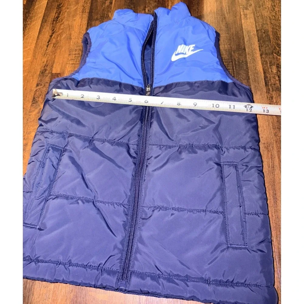 Nike Kids Blue Puffer Vest Full Zip Quilted Sleeveless Jacket Size 6 5-6 Years